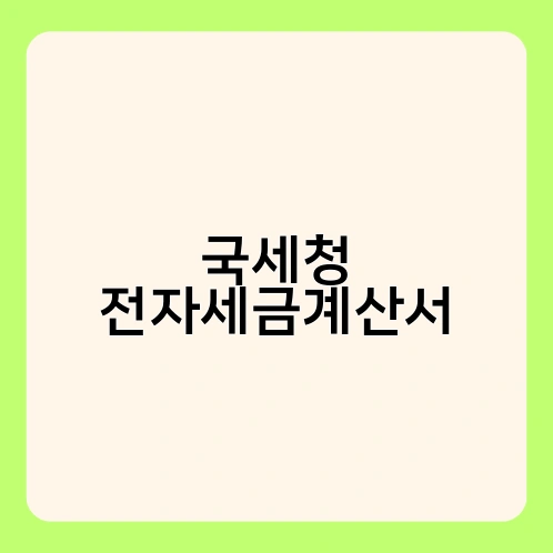 국세청 전자세금계산서
