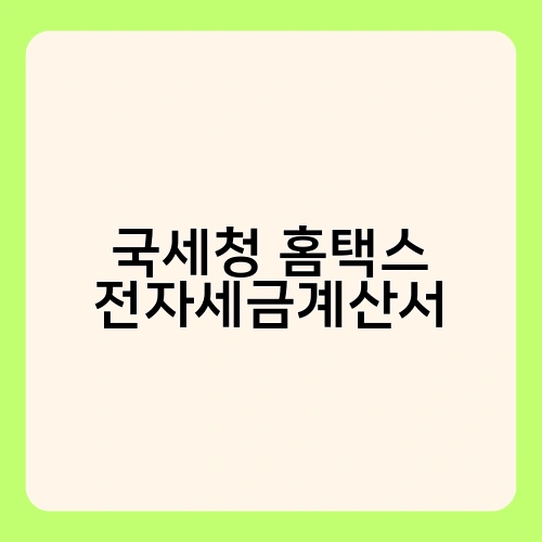 국세청 홈택스 전자세금계산서 1